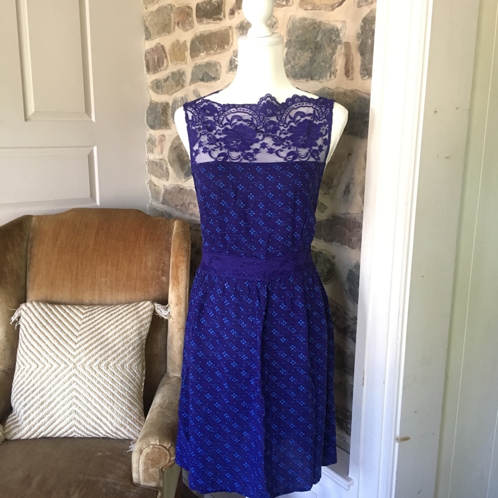 🌟 Free people floral lace open side dress large